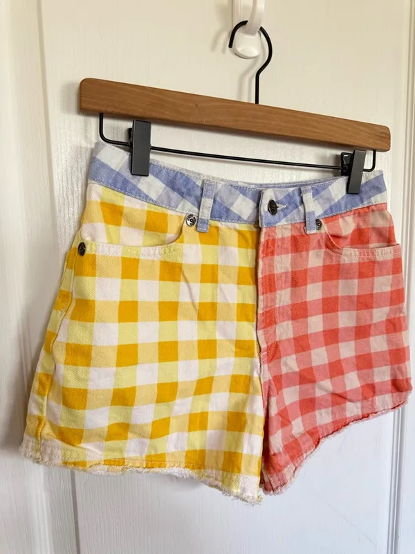 Farm Rio Anthropologie Gingham Two-Tone Shorts - Image 4