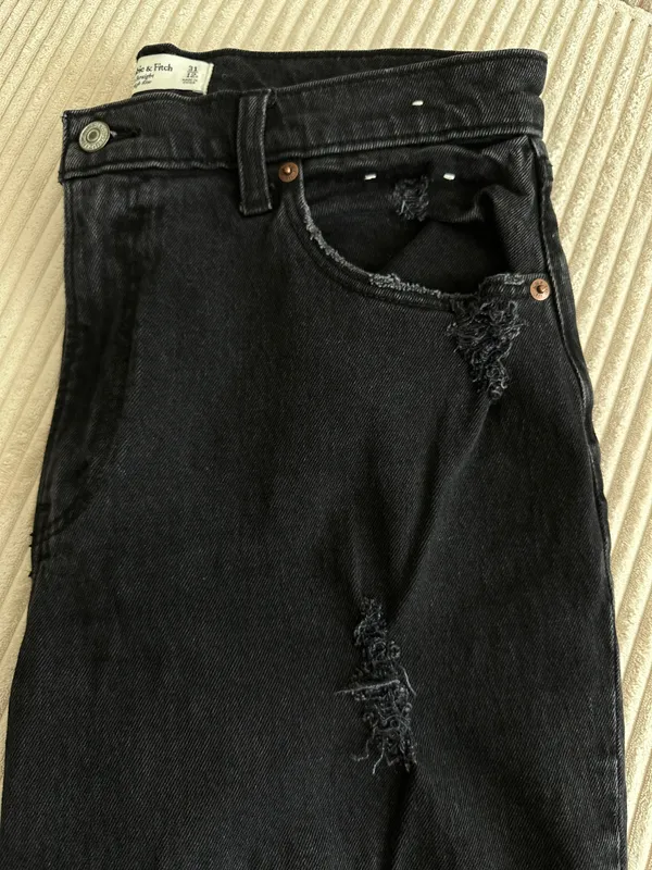 Abercrombie Black 90's Straight Leg Ultra High Rise Curve Love Jeans - Image 6
