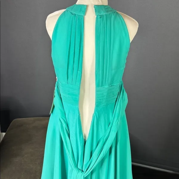 Women’s Blue Chiffon Hi Low Bridesmaid Formal Party Dress Zip Back Size 2 **READ - Image 7