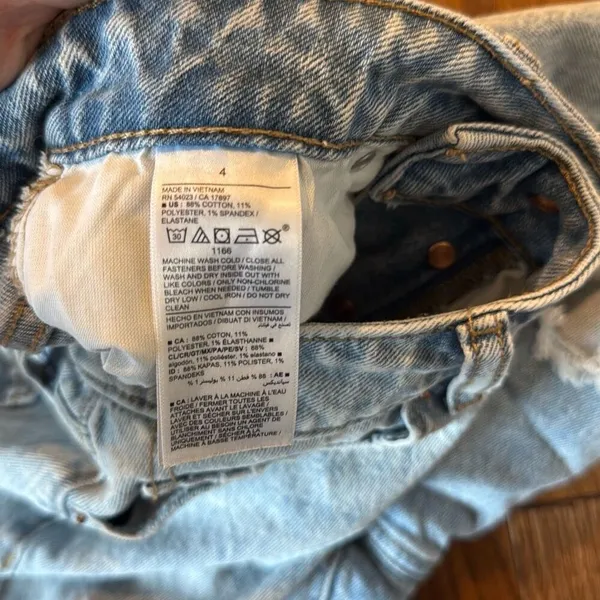 Old Navy high rise curvy og straight button fly distressed shorts 4 - Image 9