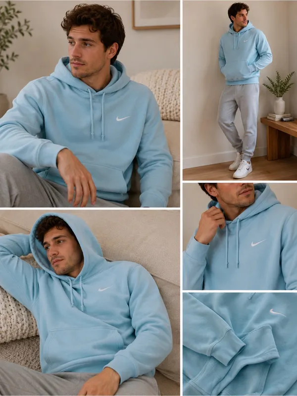 Nike Light Blue Pullover Hoodie - Image 2
