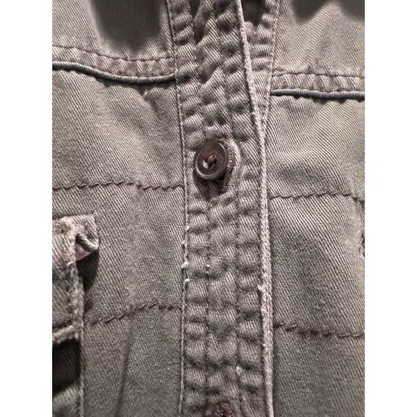 Vintage Abercrombie & Fitch Army Green Button Up Collared Shirt Medium‎ Cotton - Image 8