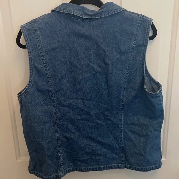 Orvis Womens Denim Vest Medium Wash Button Front Large Western Coastal Cowgirl - Image 7