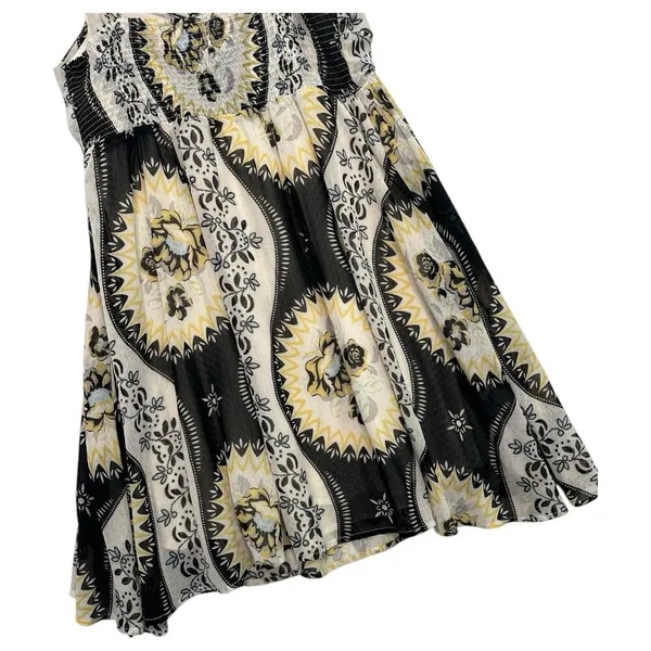 Free People Dress Womens Small Black Yellow Floral Babydoll Chiffon Festival - Image 8