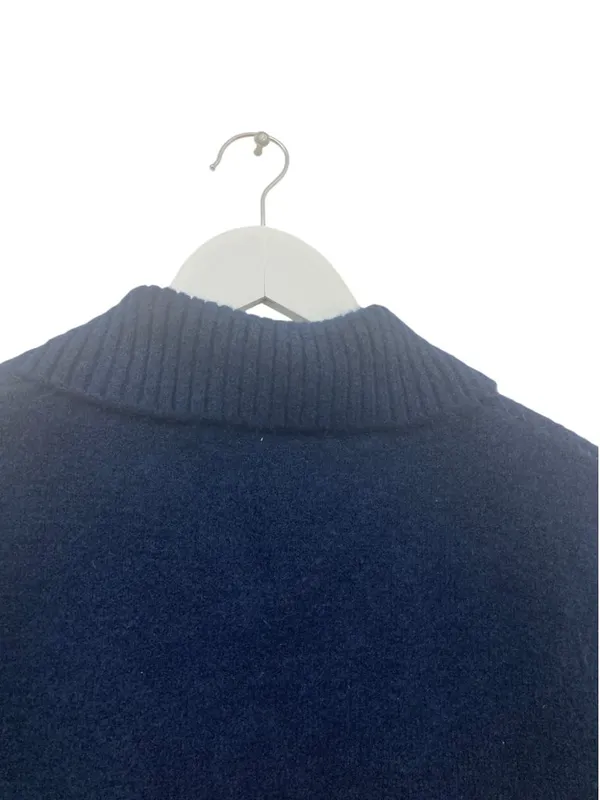 ZARA Navy Blue Cropped Knit Sweater Size S Wool Blend Soft Boxy Pullover - Image 7