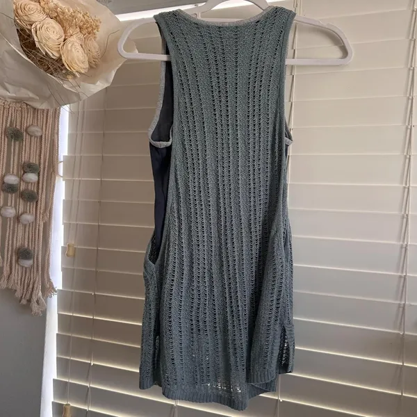 Free People Layered Knit Sweater Tank Blue Gray Boho Size small - Image 3