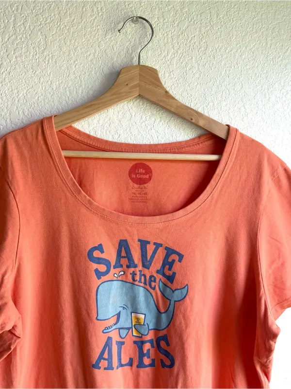 Life is Good Womens Crusher Tee Classic Fit Whale Save the Ale Size XL - Image 3
