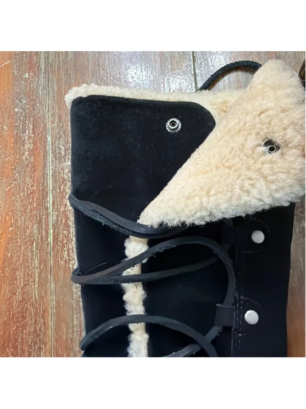 ⁠UGG Australia Y2K Surfcat 5158 Black Suede Side Lace Tall Shearling Boots Sz 5⁠ - Image 6