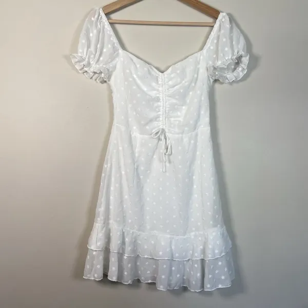 Princess Polly Mikail White Embroidered Mini Dress Size 2 Milkmaid Cottage‎ Y2K - Image 2