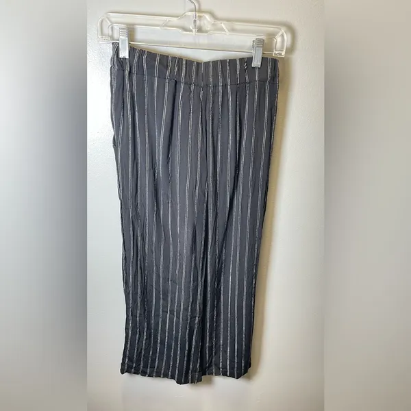Aritzia Wilfred Women's Striped Pull-On Cropped Wide Leg Front‎ Tie Pants Size XS - Image 2