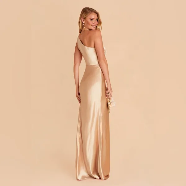 NWT Birdy Grey Kira Shiny Gold Bridesmaid Maxi Dress Medium - Image 3