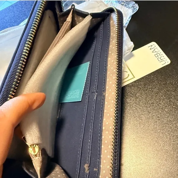Urban Expression Beckette Wallet Women OS Denim Blue NEW Vegan Floral Laser Cut - Image 5