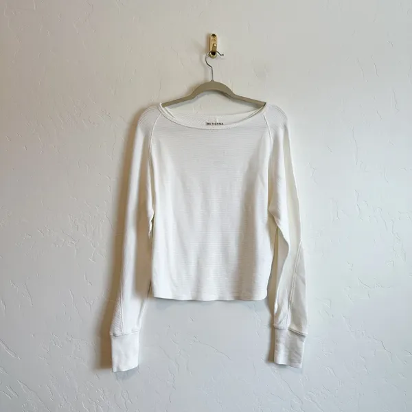 Free People | NWT We The Free Jess Thermal Boat Neck Long Sleeve Top in Ivory - Image 4