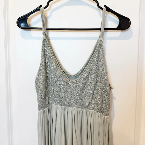 Scandal Italy Sage Green Sequin Midi Dress Medium Fairy Ethereal Empire‎ Waist - Image 2