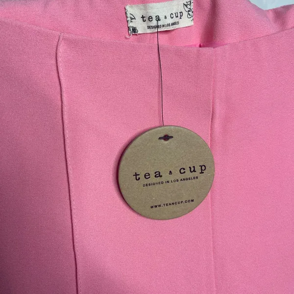 New Tea & Cup Women Hot Pink High Wasted Pleated Flare Dress Pants M - Image 9