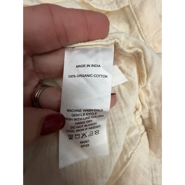 Quince Shirt Womens Large Gauze Button Collared Blouse 100% Cotton #FF9-3 - Image 5