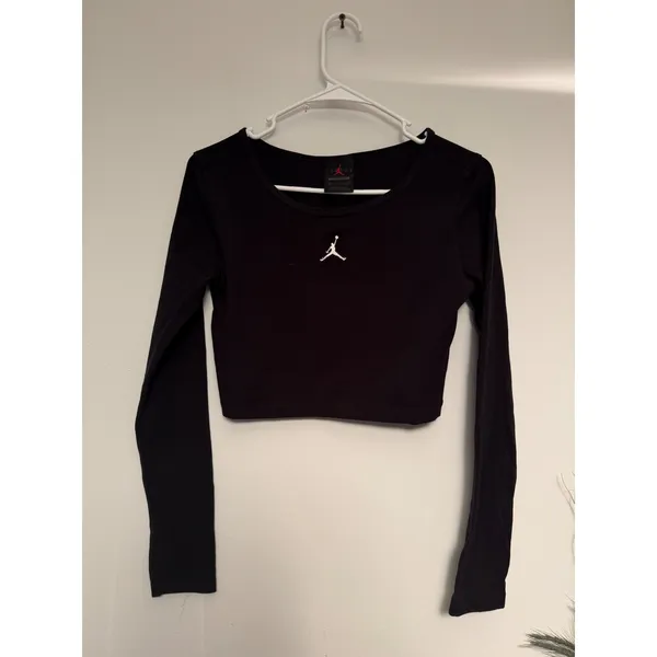 Jordan‎ Womens Jumpman Long Sleeve Ribbed Crop Top Black DQ4465-010 Medium - Image 2