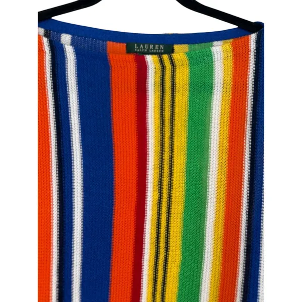 Lauren Ralph Lauren Womens Rainbow Stripe Linen Cotton Poncho Sweater Size‎ S/M - Image 5