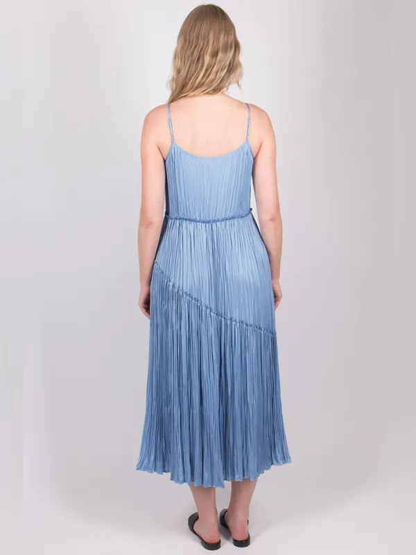 Vince Tiered Asymmetric Midi Dress Pale Fountain Medium - Image 3