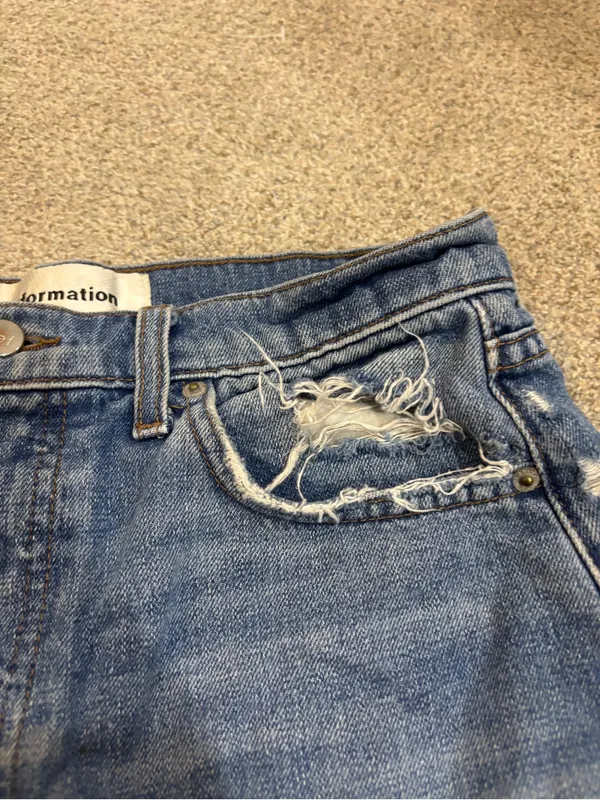 Reformation Size 28 Dixie Jorts High Rise Button Fly Bryce Wash Distressed - Image 13