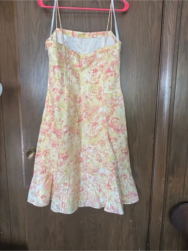 Ann Taylor floral linen midi sundress with vertical pintuck bodice - Image 5