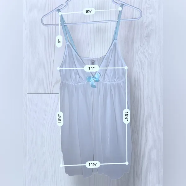 GILLIGAN & O'MALLEY Vintage Soft Girl White Mesh Babydoll Chemise Top - Image 6