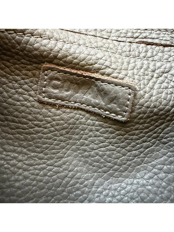 Cuyana Pebbled Leather Tote Bag Purse Taupe Monogram CAS - Image 6