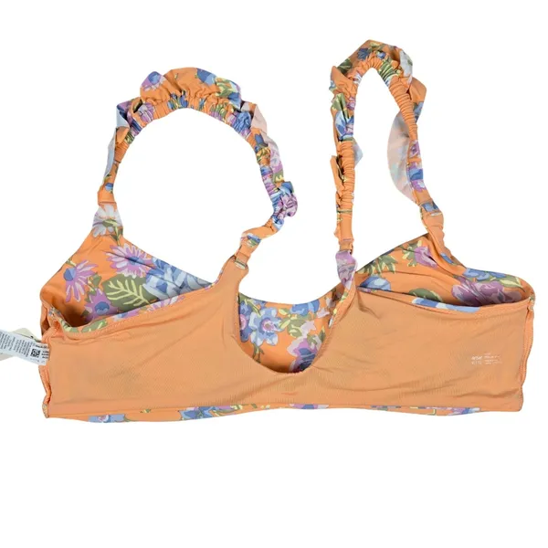 Aerie Scoop Floral Ruffle Bikini Top Swimsuit Orange Blue Purple XL‎ - Image 4
