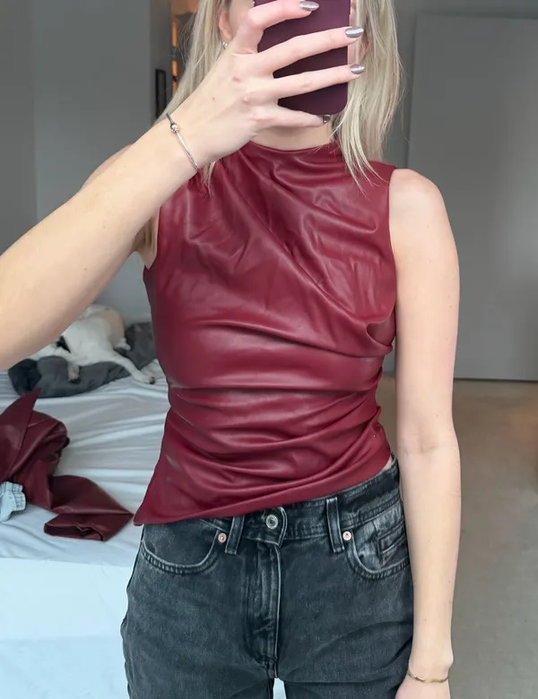 Red Leather Top Shein - Image 2