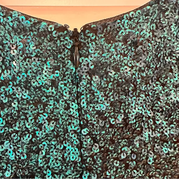 Alice And Olivia Sequins Tank Dress Sz 4 Mini Aqua Embellished Sleeveless - Image 7