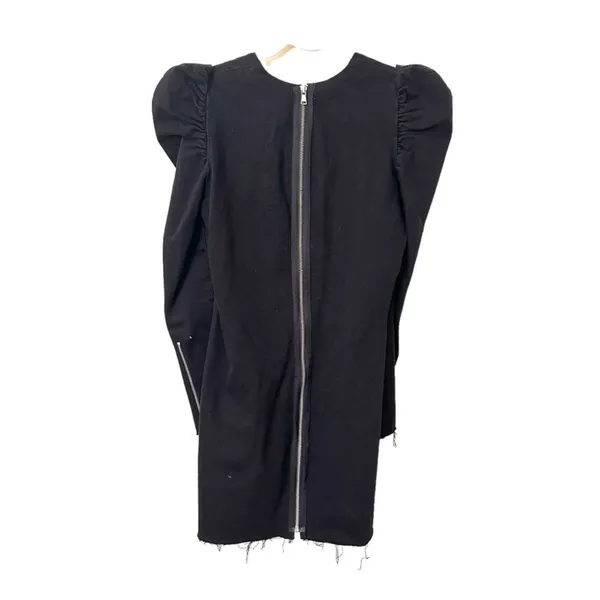 ZARA Denim Puff Shoulder‎ Mini Dress Sz XS - Image 3