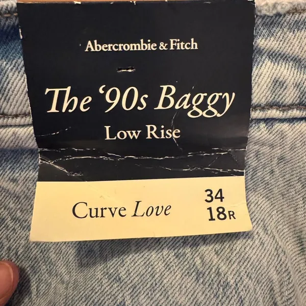 Abercrombie & Fitch ’90s Baggy Jeans Curve Love 34 18R Low Rise Light Wash - Image 3