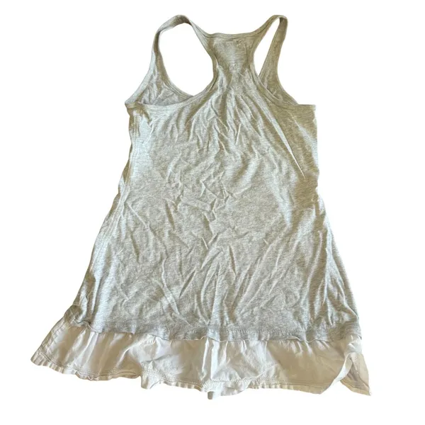 Y2K‎ Abercrombie & Fitch XS Gray Tank Top Cream Ruffle Trim Casual - Image 2