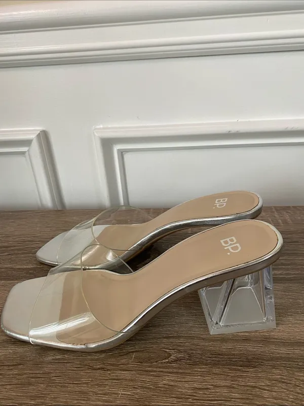 BP. Clear Square Toe Block Heel Mules - Image 3