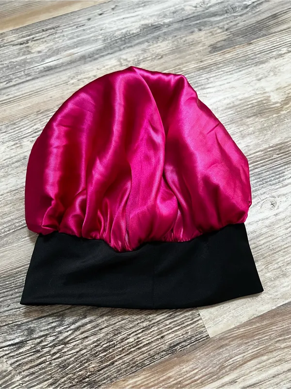 REVOLVE Hot Pink Satin Bonnet with Black Trim - Image 2