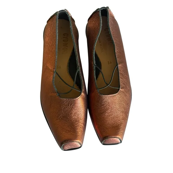CYDWOQ Stage Flat Leather Mary Janes 36 Copper Art to Wear Shoes Handmade In USA - Image 4