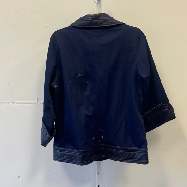 Bagatelle Navy Blue Leather Trim Double Breasted Jacket Style Women's Large‎ - Image 2