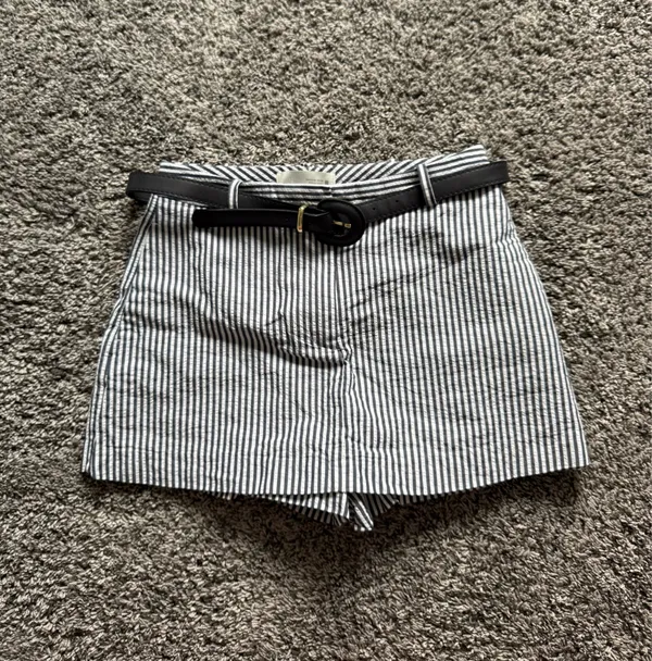Zara Belted Navy Striped Mini Skort - Image 7