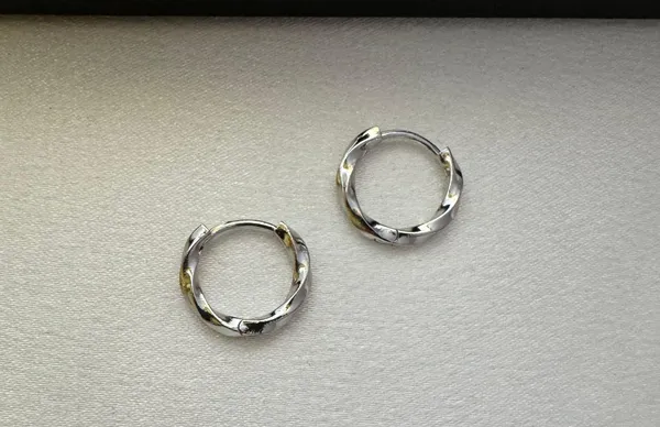 15mm Small Twist Silver Hoop Earrings for Men Women,Punk Hip Hop Unisex Style - Image 2