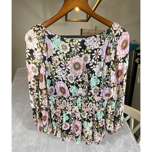Anthropologie Maeve Small Top Blouse Flounced Multi 70's Peasant‎ Prairie Boho - Image 2