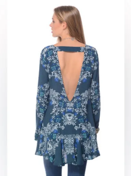 Free People "Smooth Talker" Tunic Swing Mini Dress Medium Boho Floral - Image 7