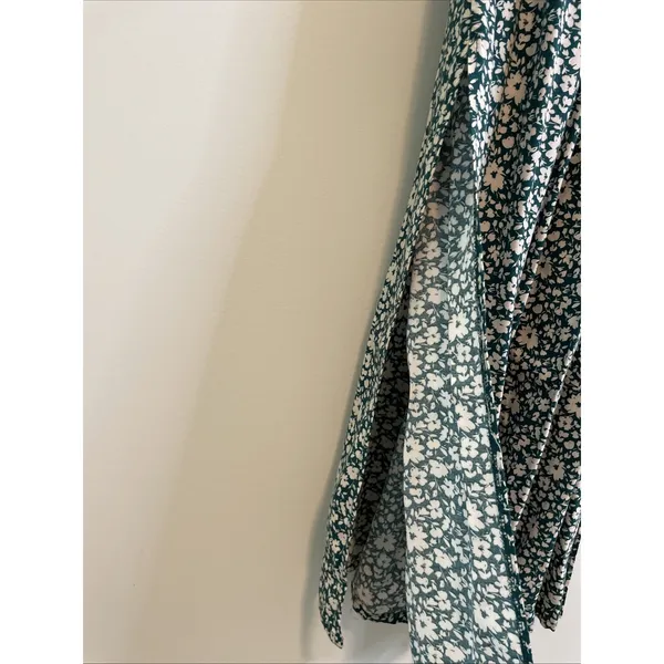 As You Wish XL Teal Floral Wide Leg Jumpsuit Puff Sleeve Boho Romper‎ - Image 4