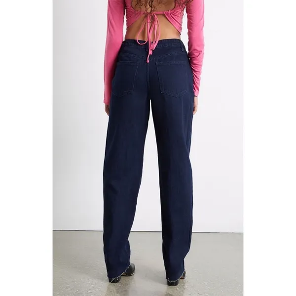 NWT!! WEWOREWHAT Low Rise Dad Jeans Dark Wash Blue Raw Hems Denim Casual Size 27 - Image 6