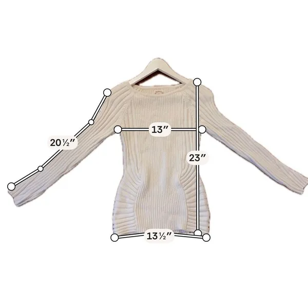Sundance ribbed off white fitted sweater size xs - Image 7