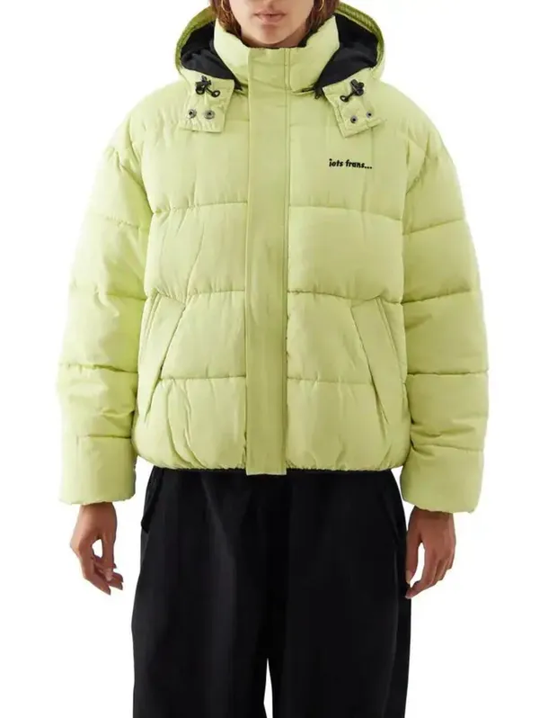 iets frans... Lime Hooded Puffer Jacket Yellow Size M - Image 5