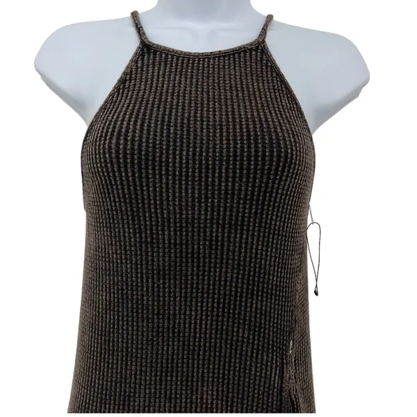 Free People FP One XS Katya Thermal Bodycon Mini Dress Brown Textured Ruched‎ - Image 3