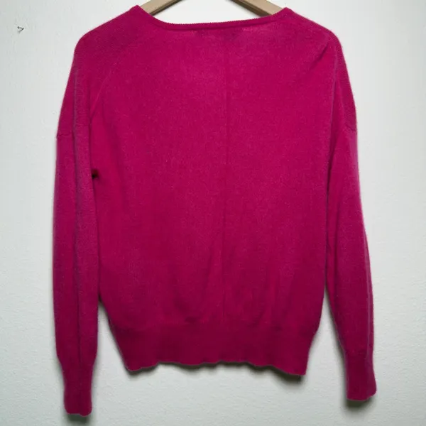 360 Cashmere Women 100% Cashmere Sweater Small Pink V-Neck Long Sleeve Kidcore - Image 7