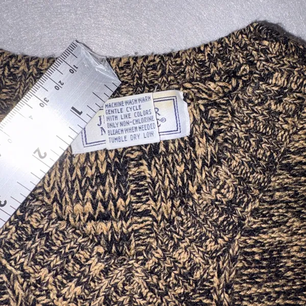 Vintage Jennifer Moore Marled Cable Knit V-Neck Sweater Brown Black Small - Image 4