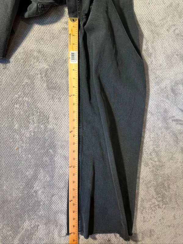 Zara Marine Straight High Rise Wide Leg Jeans Charcoal Gray Raw Hem Size 8 #1900 - Image 10