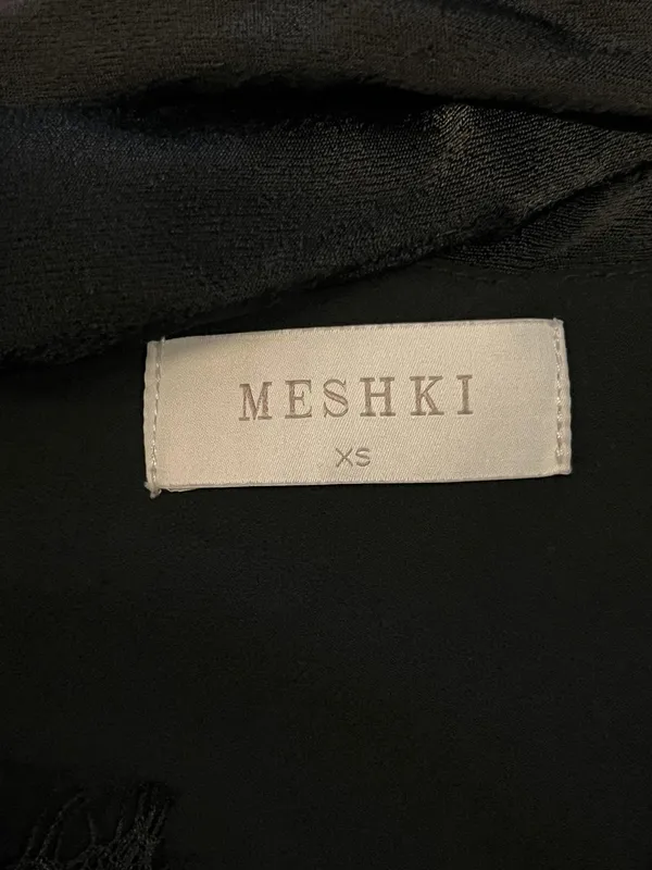 Meshki Dress Womens XS Black Strapless Satin Open Back Maxi Bodycon Formal - Image 11
